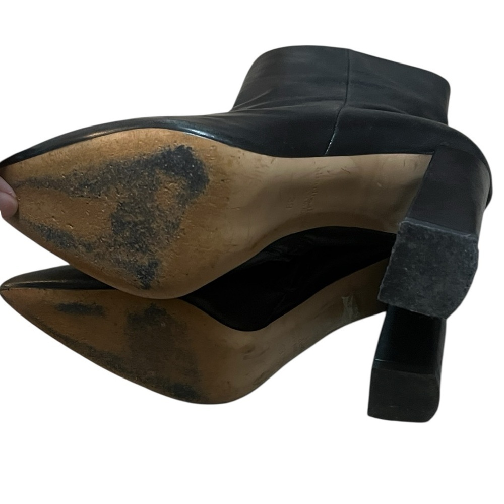 Charles David black leather pointed toe block heel ankle boots Made in Italy - Picture 8 of 10